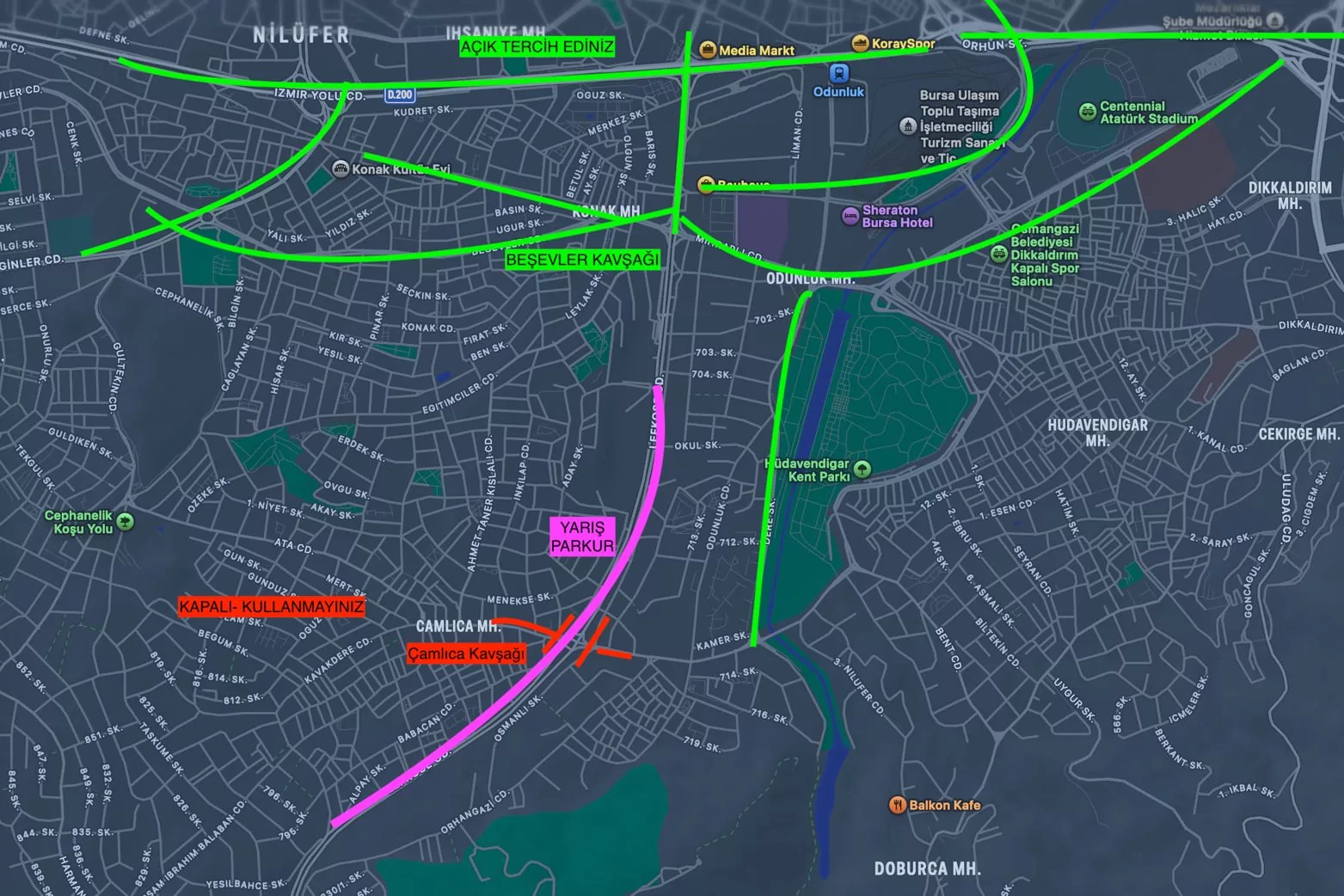 Bursa&rsquo;da 4 Ekim'de bazı yollar trafiğe kapatılacak