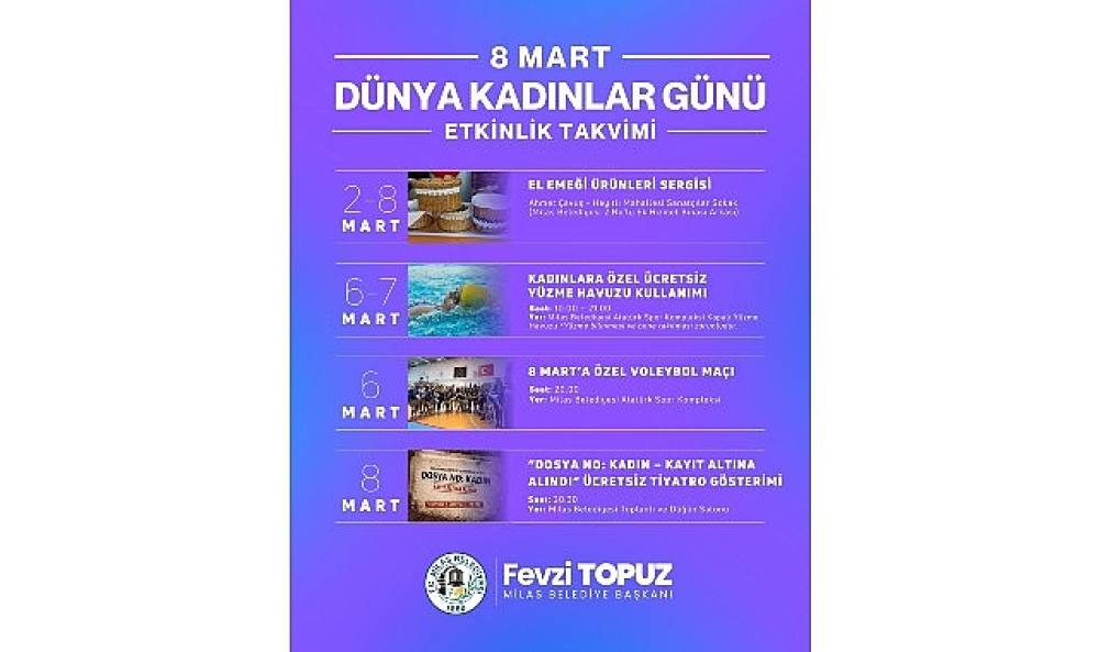 Milas Belediyesi 8 Mart'ı Birbirinden Farklı Etkinliklerle Karşılayacak