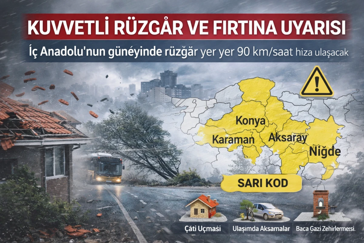 Kuvvetli R&uuml;zg&acirc;r ve Fırtına Uyarısı: İ&ccedil; Anadolu&rsquo;nun G&uuml;neyinde Tedbir &Ccedil;ağrısı  Sarı kodlu meteorolojik uyarı yayımlandı