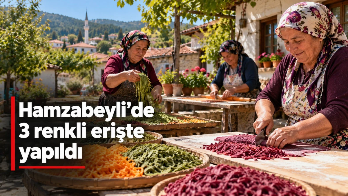 Mersin&rsquo;de Hamzabeyli at&ouml;lyesinde 3 renkli erişte yapıldı