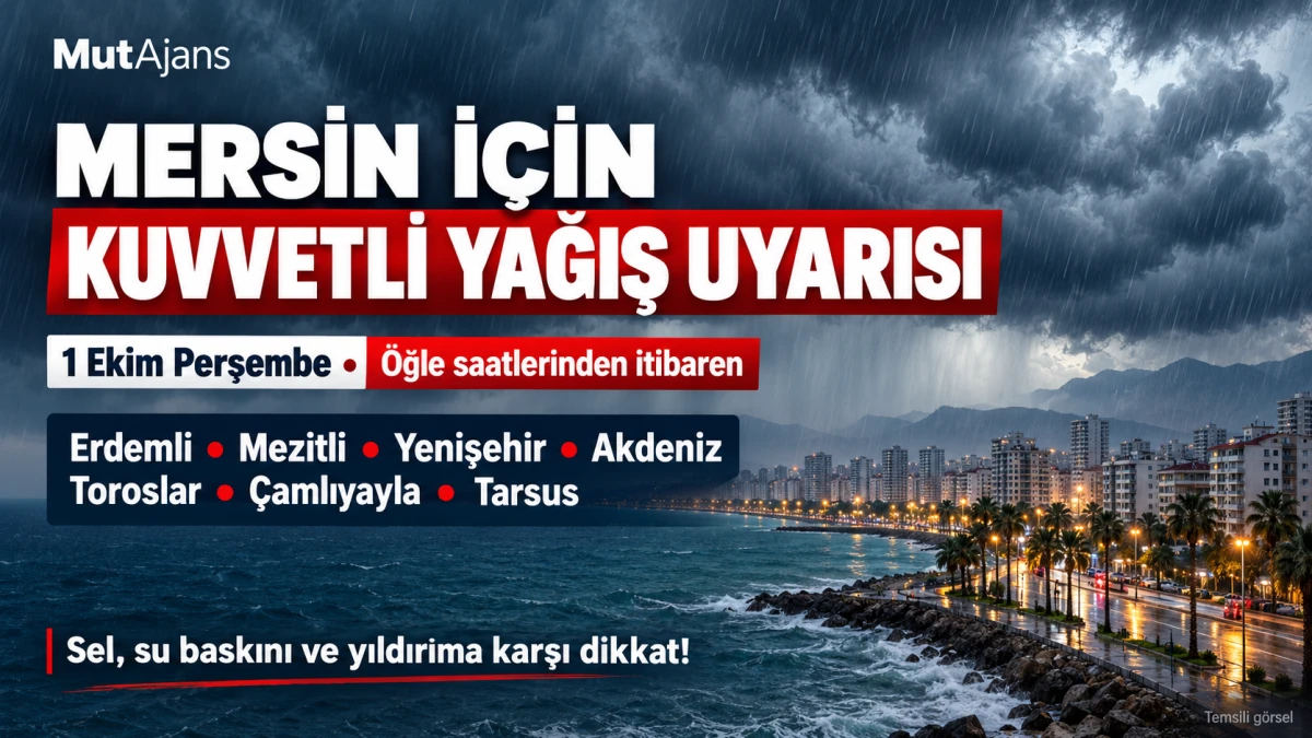 Mersin&rsquo;in Erdemli, Tarsus ve diğer beş il&ccedil;esi i&ccedil;in kuvvetli yağış uyarısı