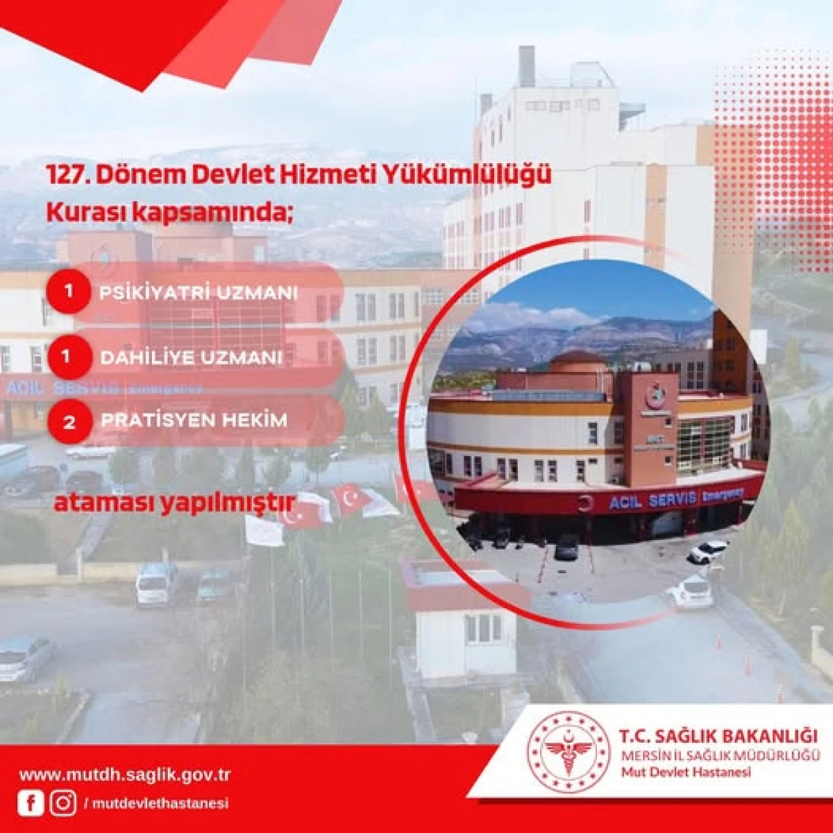 Mut Devlet Hastanesi&rsquo;ne 4 yeni hekim atandı