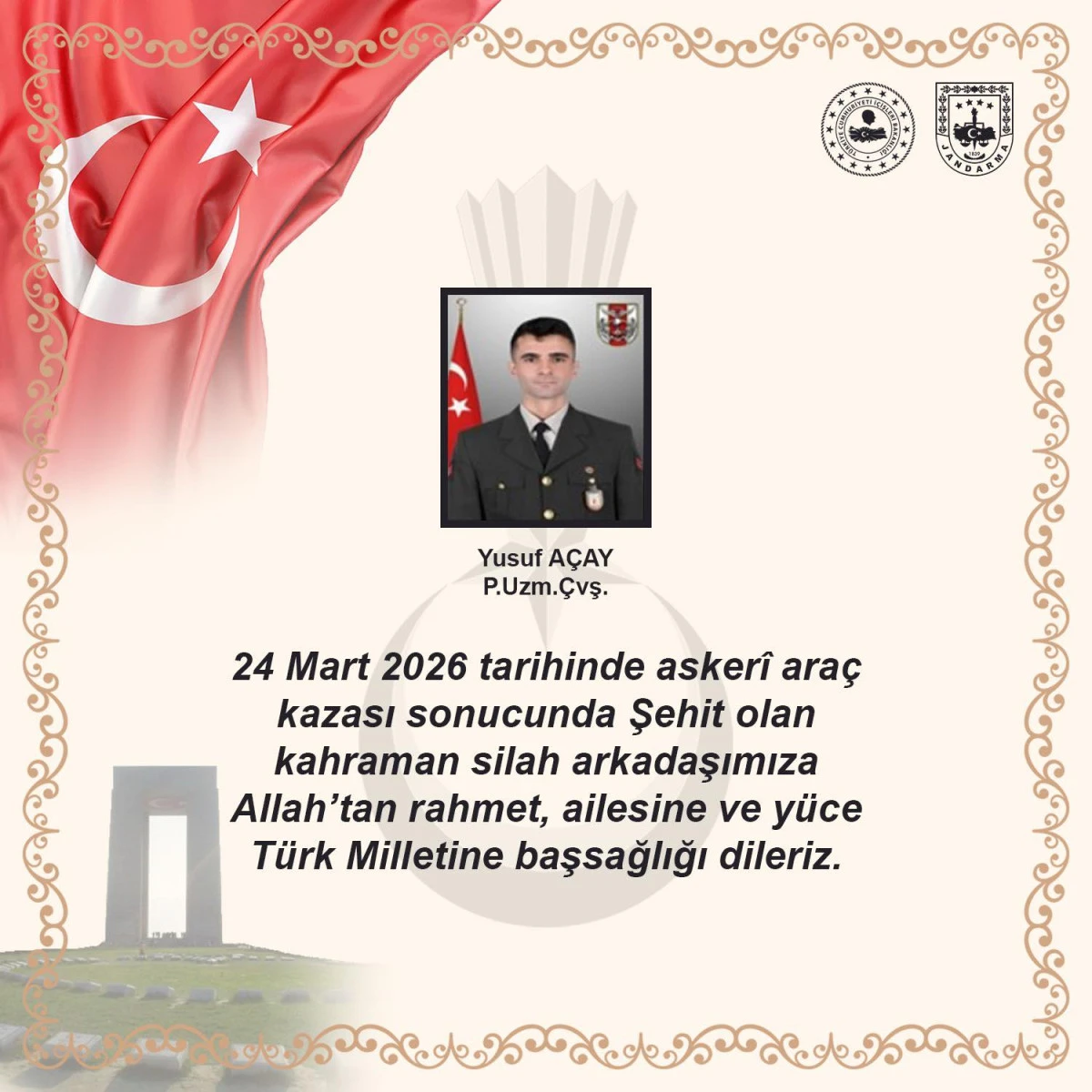 Şehit Yusuf A&ccedil;ay Son Yolculuğuna Uğurlanacak