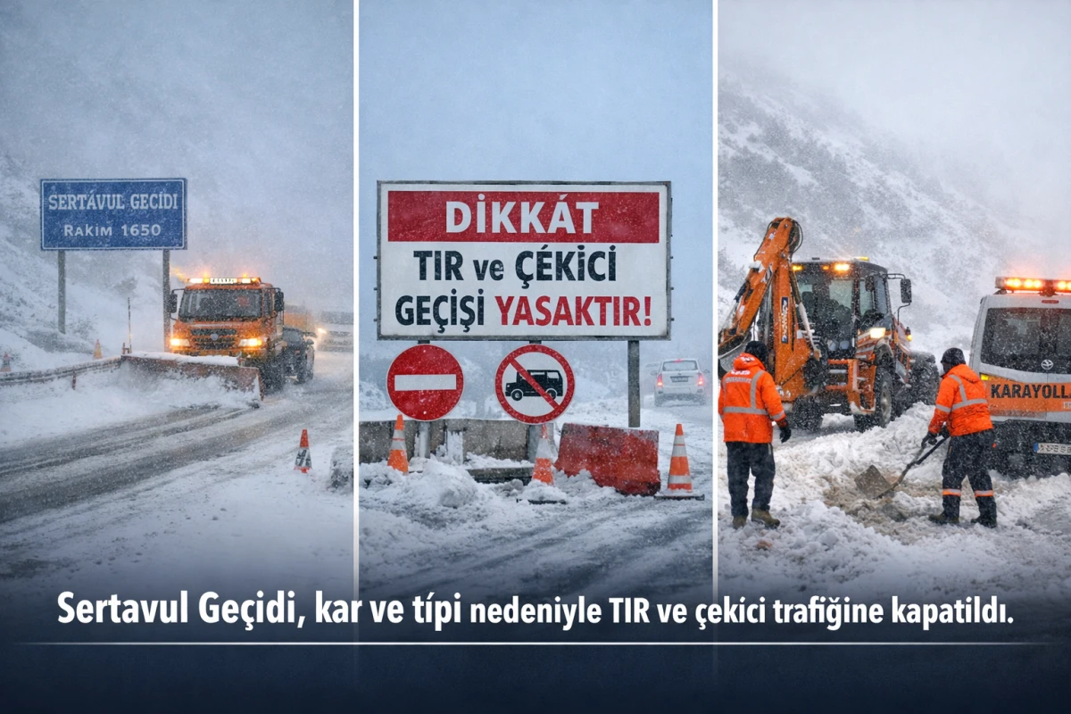 Sertavul Ge&ccedil;idi&rsquo;nde kar ve tipi: TIR ve &ccedil;ekicilere ge&ccedil;it yok