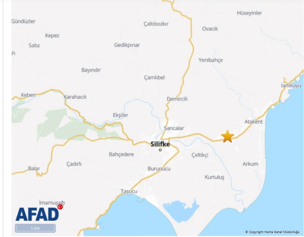 Silifkede 3.8 Deprem Korkut'du 